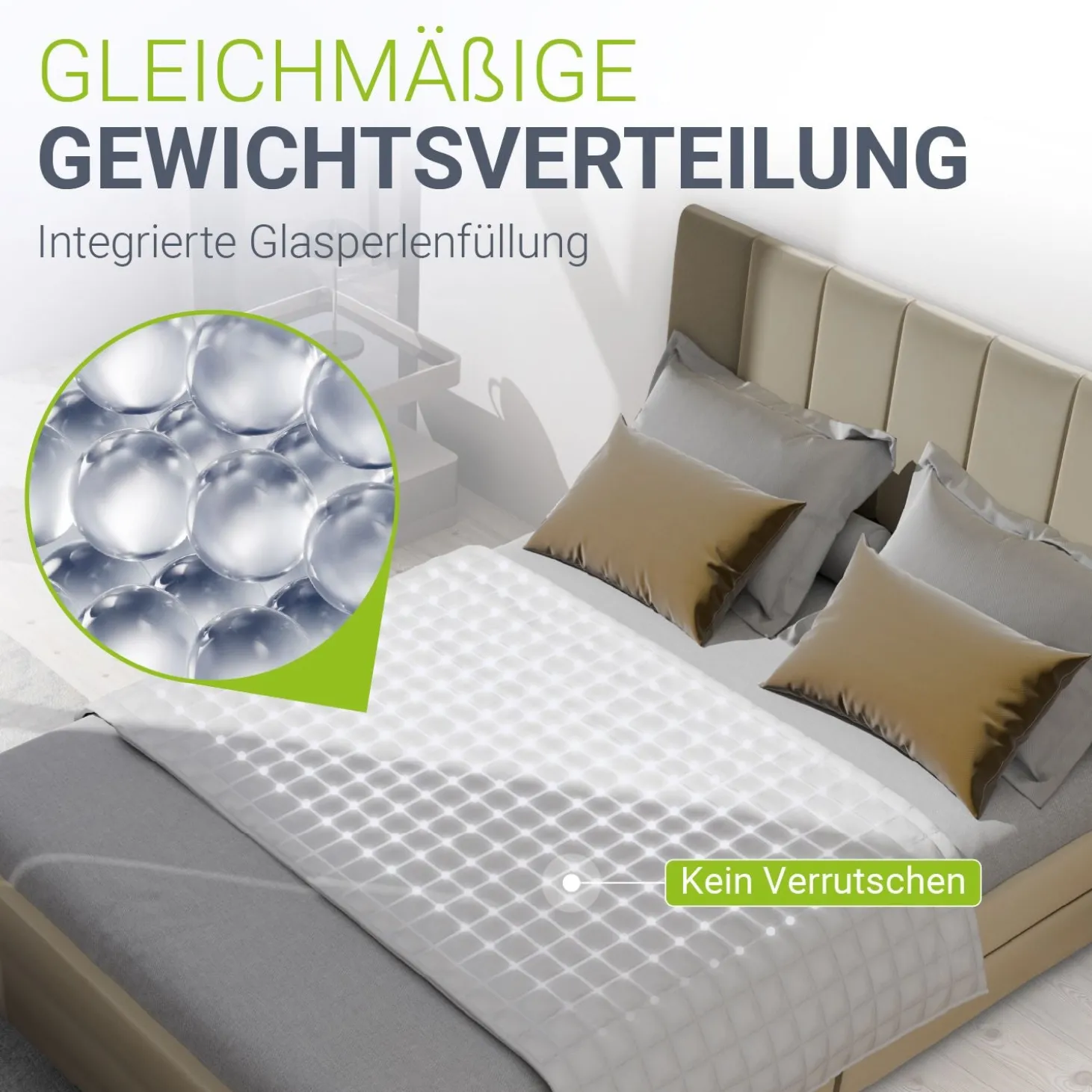 Gewichtsdecke 135x200 cm Therapiedecke für einen entspannten und ausgeruhten Schlaf