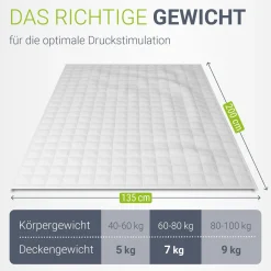 Gewichtsdecke 135x200 cm Therapiedecke für einen entspannten und ausgeruhten Schlaf