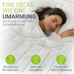 Gewichtsdecke 135x200 cm Therapiedecke für einen entspannten und ausgeruhten Schlaf