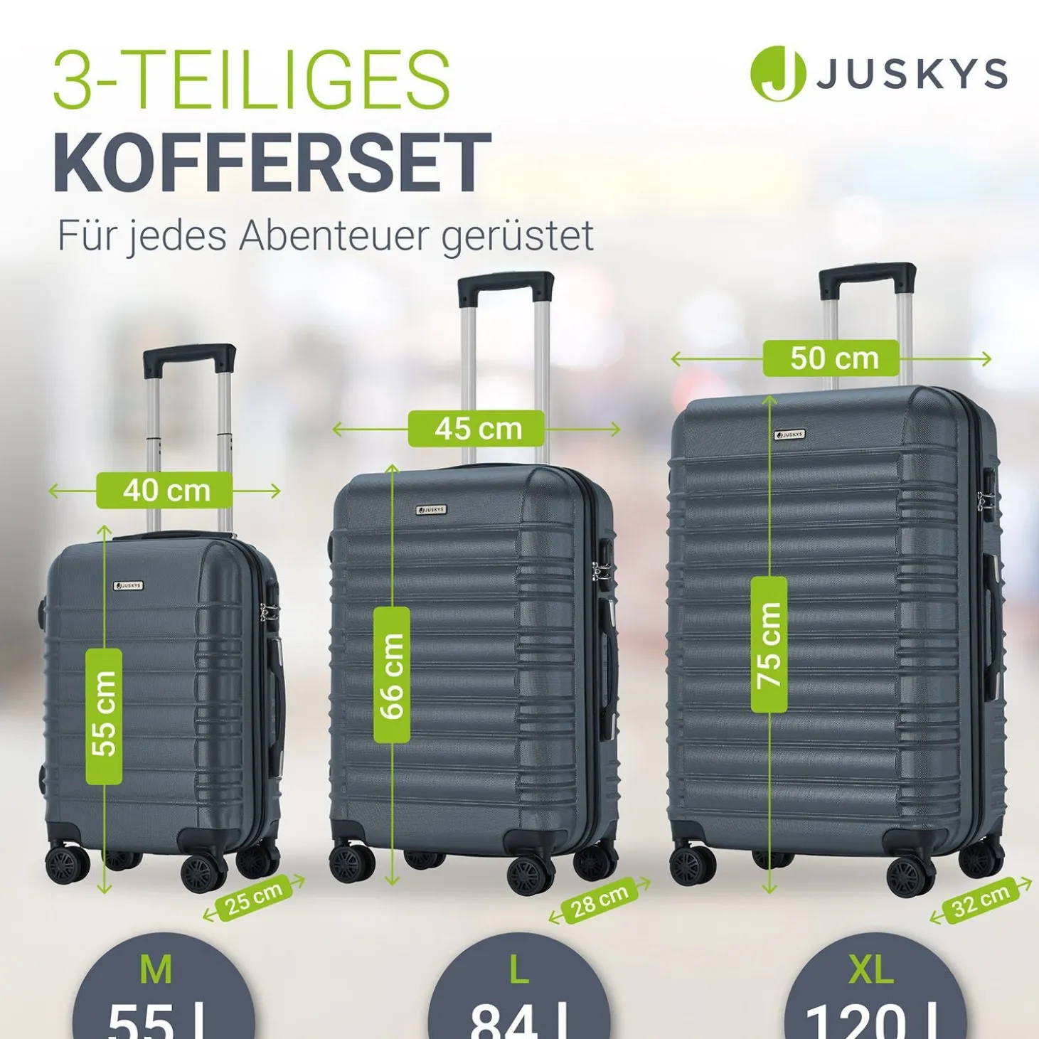 Hartschalen Kofferset Rom 3 & 4 tlg. Set mit schlagfester ABS-Hartschale, 360° Rollen