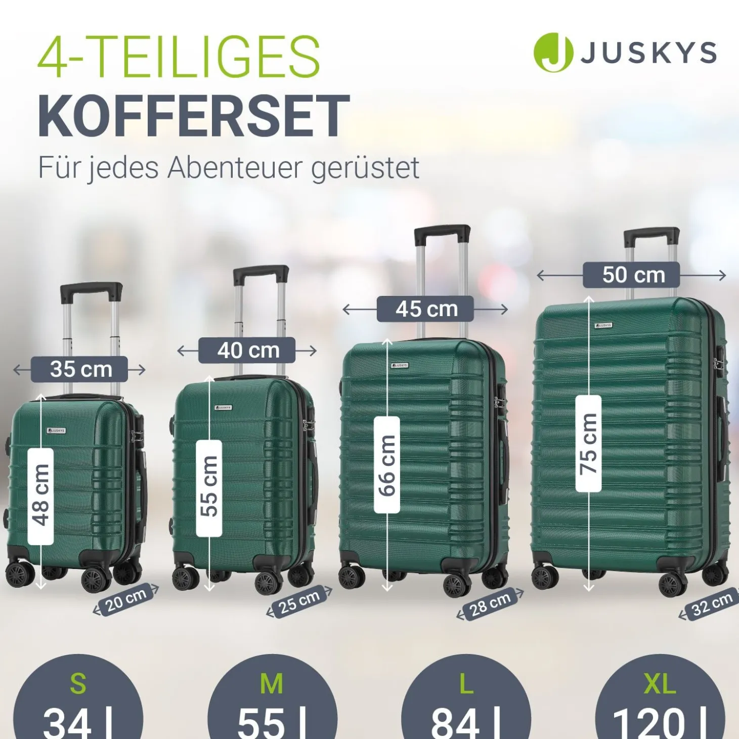 Hartschalen Kofferset Rom 3 & 4 tlg. Set mit schlagfester ABS-Hartschale, 360° Rollen