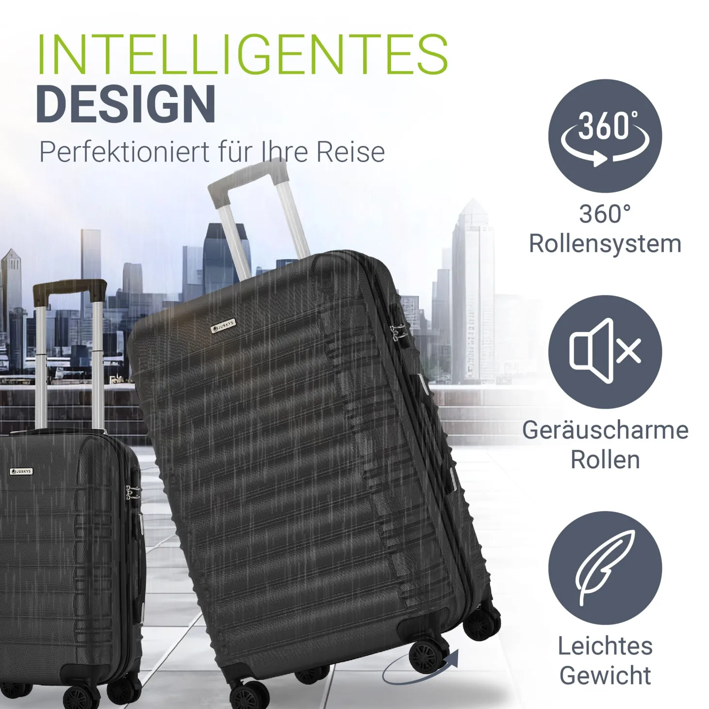 Hartschalen Kofferset Rom 3 & 4 tlg. Set mit schlagfester ABS-Hartschale, 360° Rollen