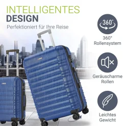 Hartschalen Kofferset Rom 3 & 4 tlg. Set mit schlagfester ABS-Hartschale, 360° Rollen