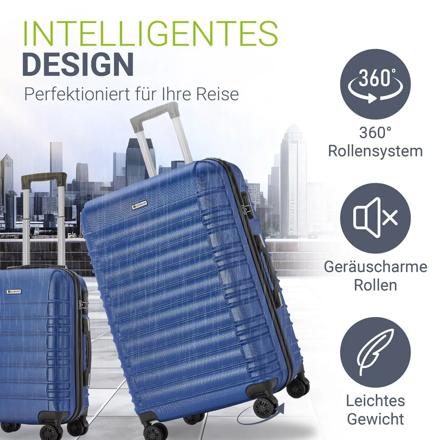 Hartschalen Kofferset Rom 3 & 4 tlg. Set mit schlagfester ABS-Hartschale, 360° Rollen