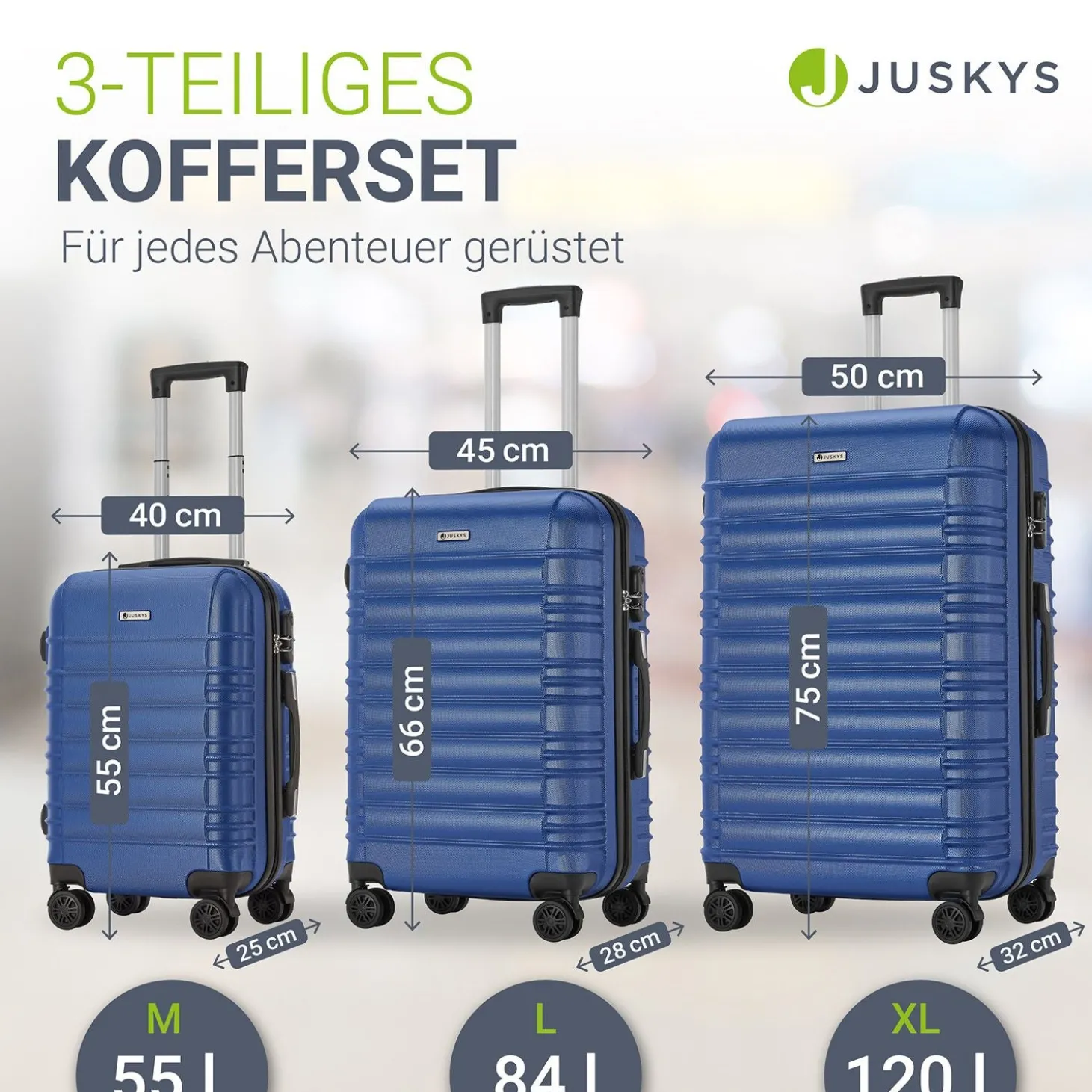 Hartschalen Kofferset Rom 3 & 4 tlg. Set mit schlagfester ABS-Hartschale, 360° Rollen
