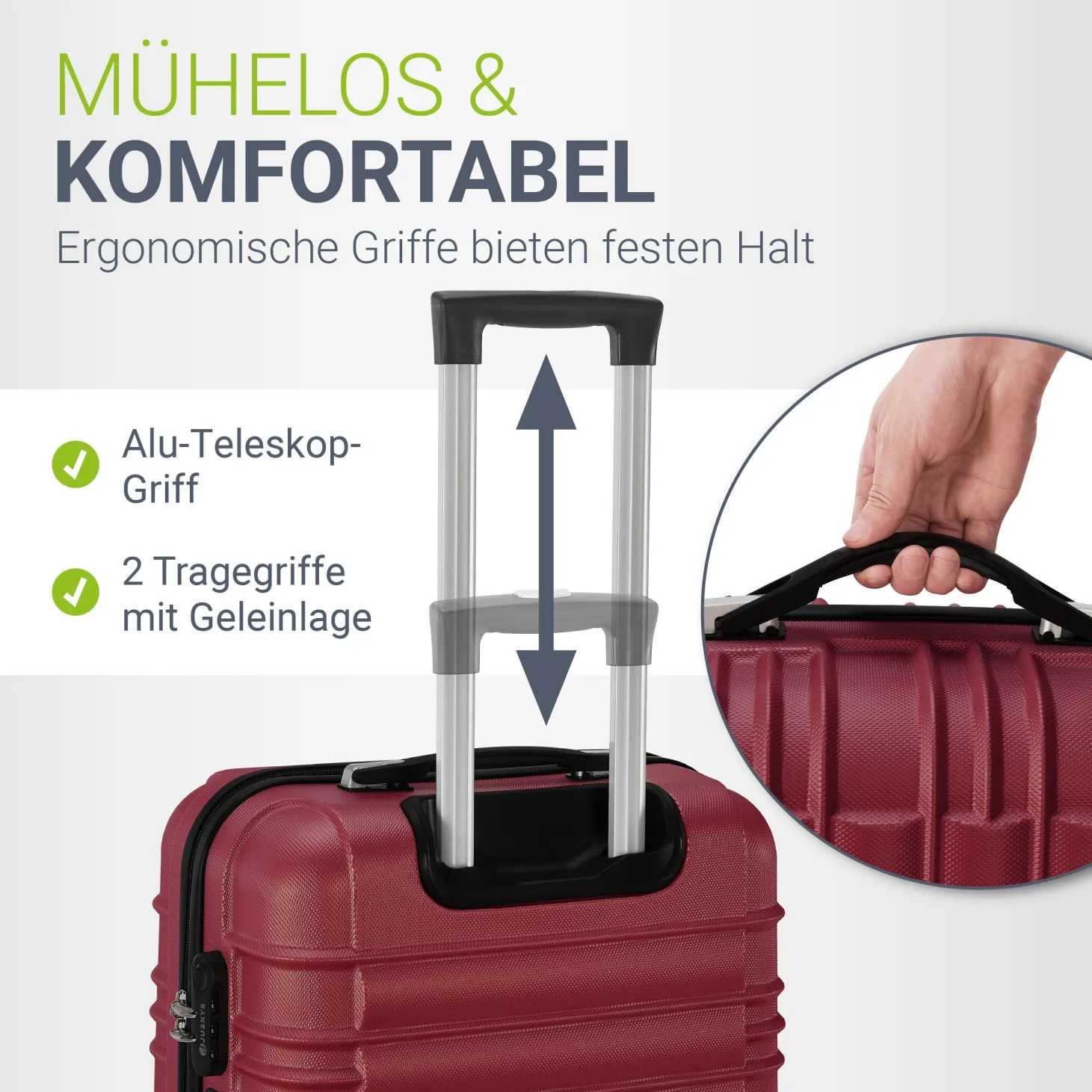 Hartschalen Kofferset Rom 3 & 4 tlg. Set mit schlagfester ABS-Hartschale, 360° Rollen