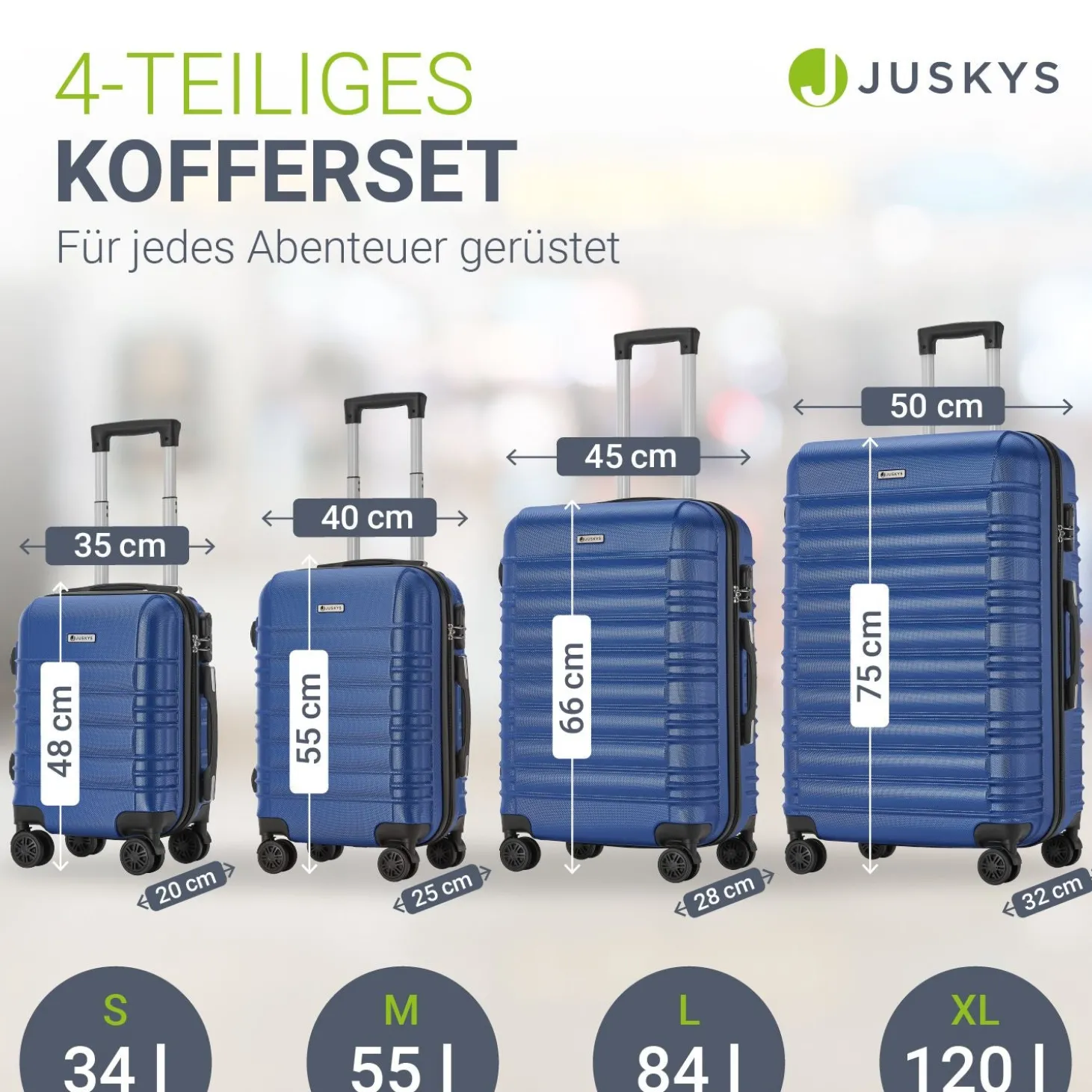 Hartschalen Kofferset Rom 3 & 4 tlg. Set mit schlagfester ABS-Hartschale, 360° Rollen