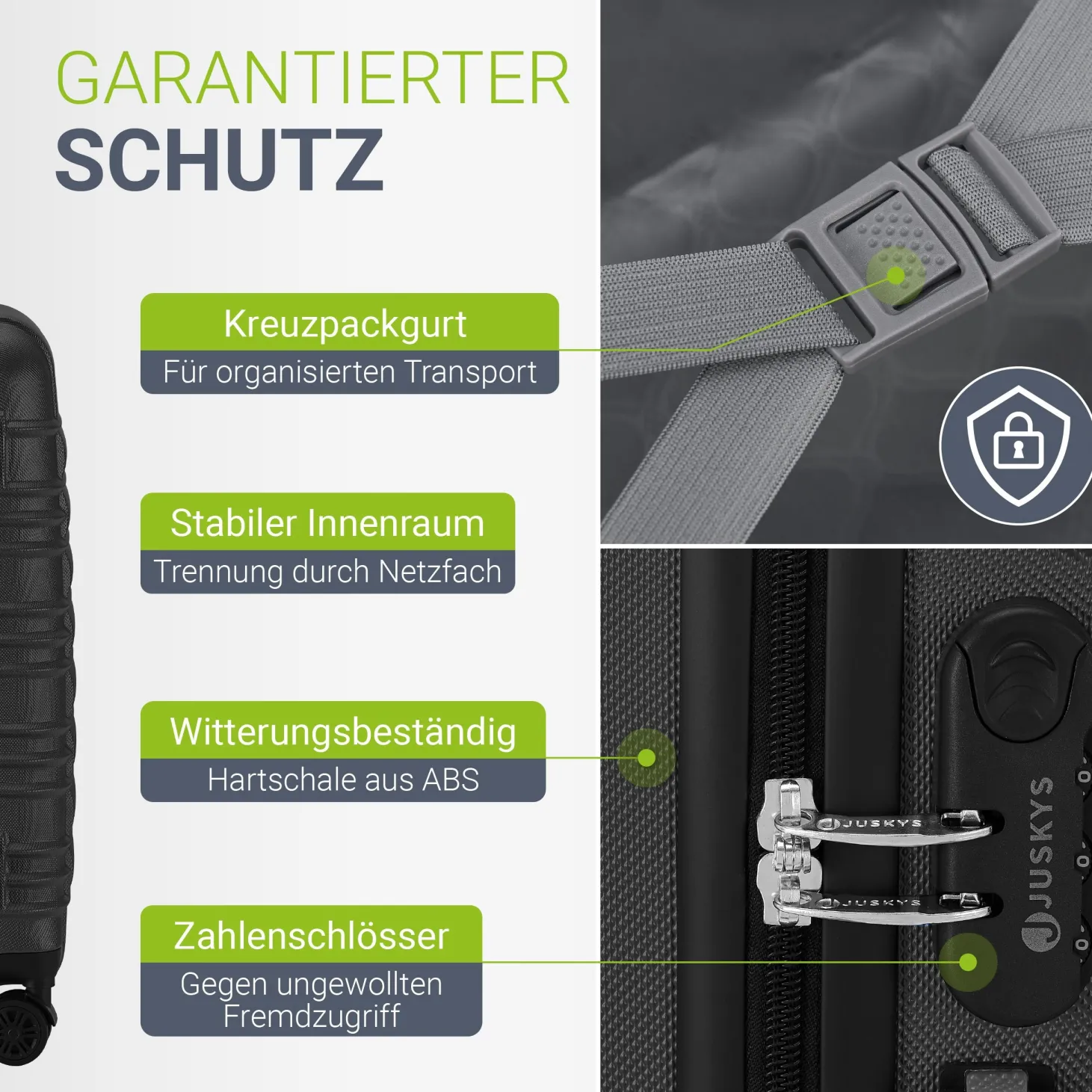 Hartschalen Kofferset Rom 3 & 4 tlg. Set mit schlagfester ABS-Hartschale, 360° Rollen