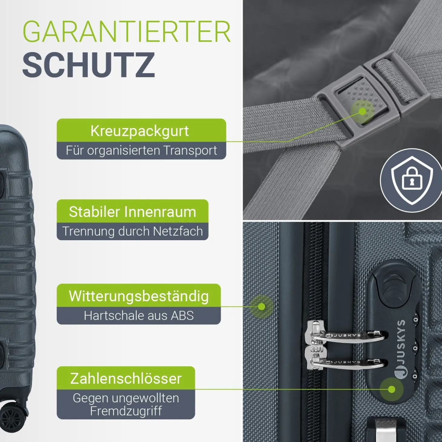 Hartschalen Kofferset Rom 3 & 4 tlg. Set mit schlagfester ABS-Hartschale, 360° Rollen