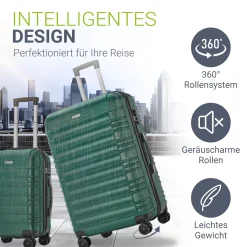 Hartschalen Kofferset Rom 3 & 4 tlg. Set mit schlagfester ABS-Hartschale, 360° Rollen
