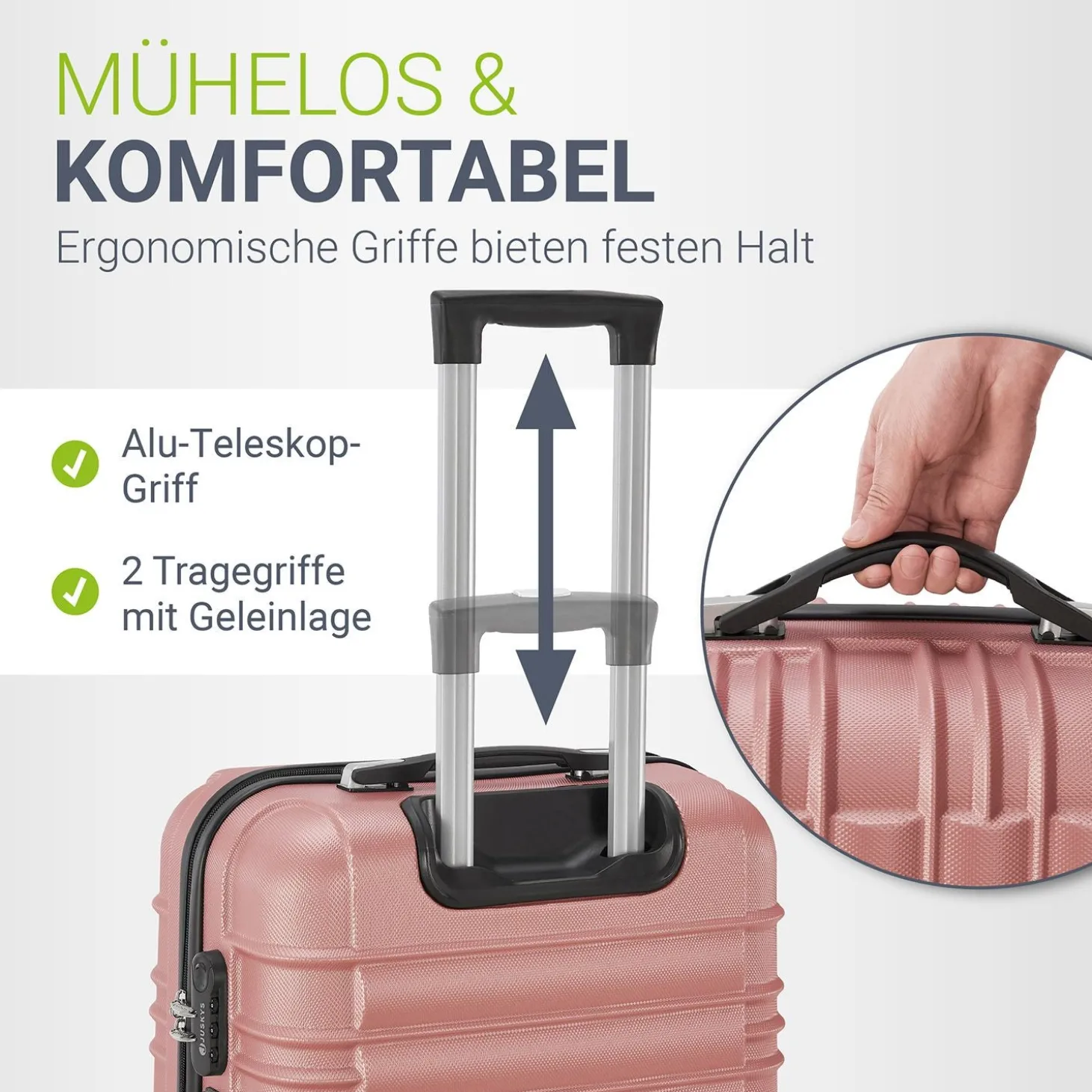 Hartschalen Kofferset Rom 3 & 4 tlg. Set mit schlagfester ABS-Hartschale, 360° Rollen