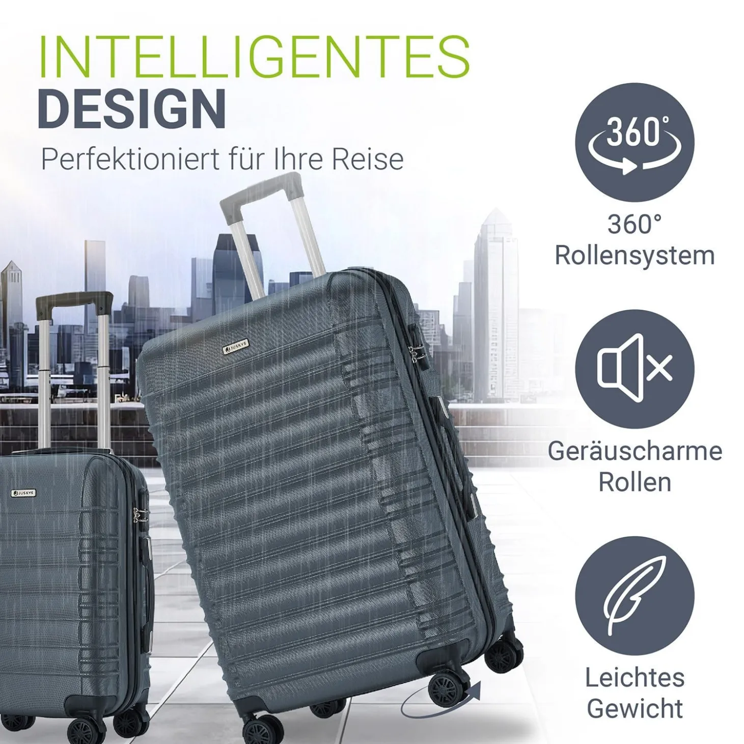 Hartschalen Kofferset Rom 3 & 4 tlg. Set mit schlagfester ABS-Hartschale, 360° Rollen