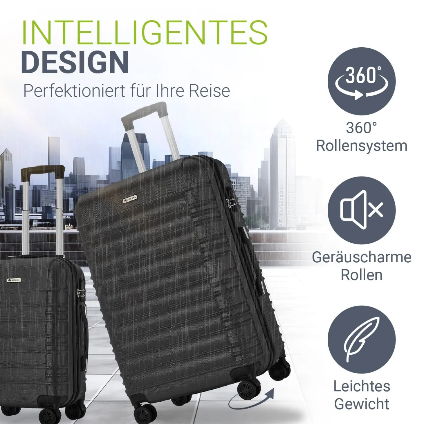 Hartschalen Kofferset Rom 3 & 4 tlg. Set mit schlagfester ABS-Hartschale, 360° Rollen
