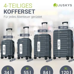 Hartschalen Kofferset Rom 3 & 4 tlg. Set mit schlagfester ABS-Hartschale, 360° Rollen
