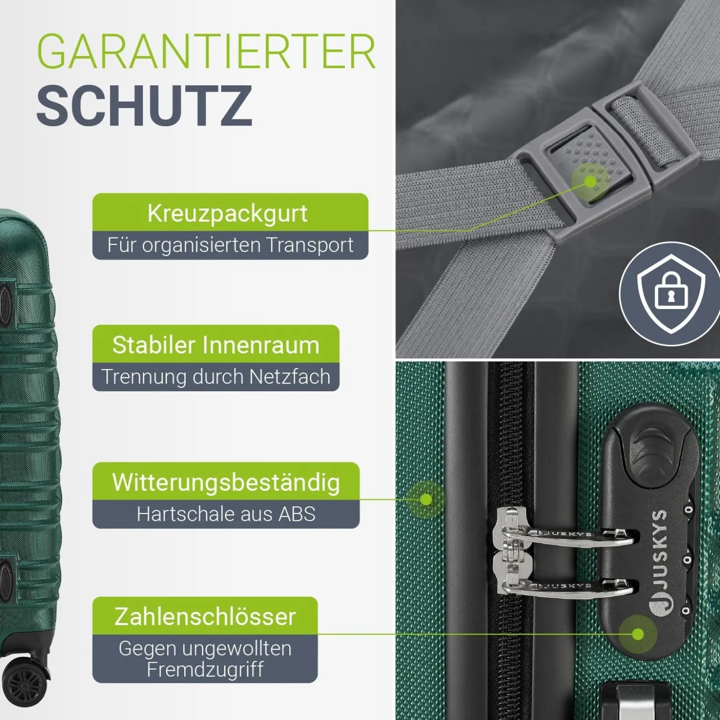 Hartschalen Kofferset Rom 3 & 4 tlg. Set mit schlagfester ABS-Hartschale, 360° Rollen