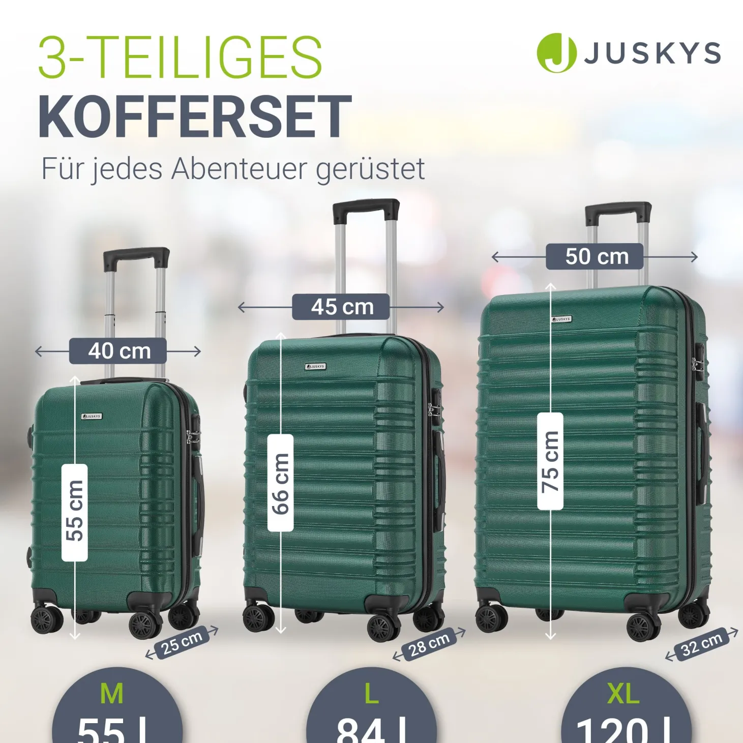 Hartschalen Kofferset Rom 3 & 4 tlg. Set mit schlagfester ABS-Hartschale, 360° Rollen