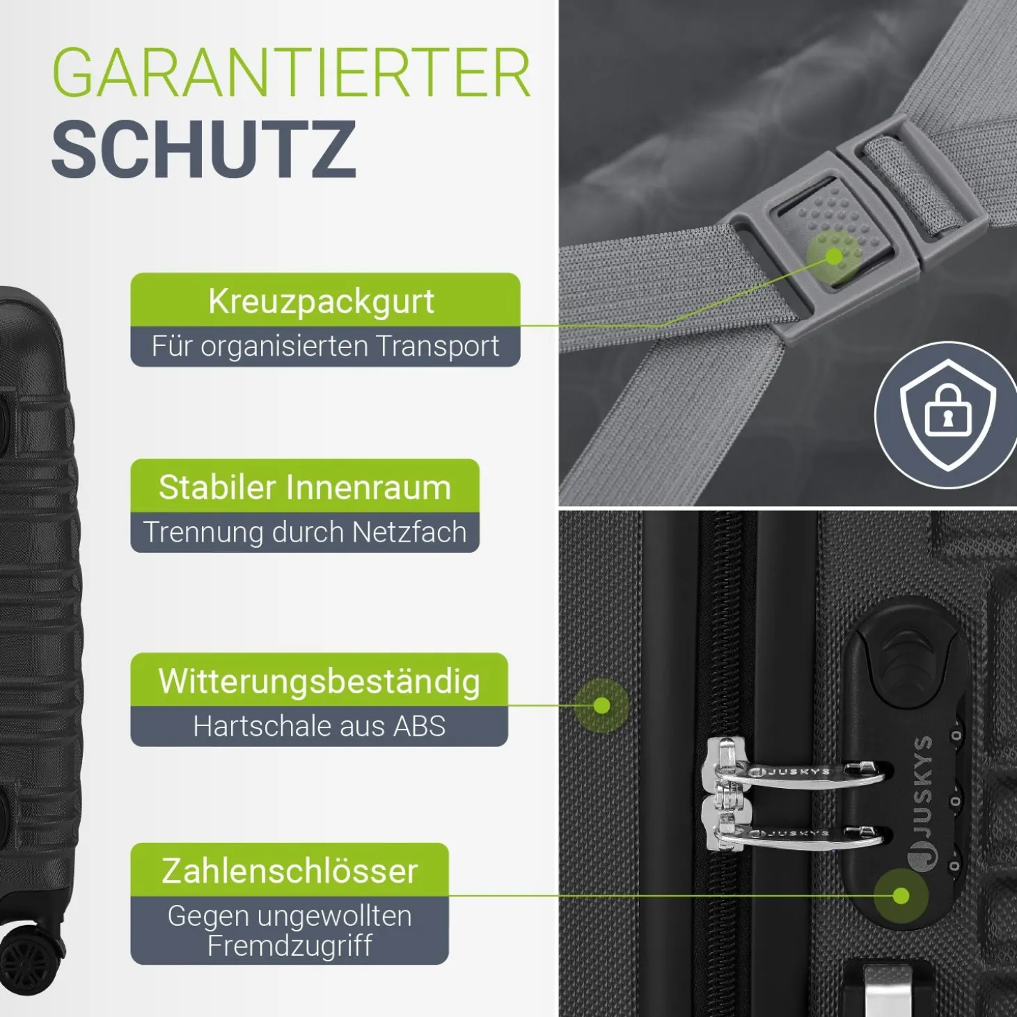 Hartschalen Kofferset Rom 3 & 4 tlg. Set mit schlagfester ABS-Hartschale, 360° Rollen
