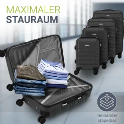Hartschalen Kofferset Rom 3 & 4 tlg. Set mit schlagfester ABS-Hartschale, 360° Rollen