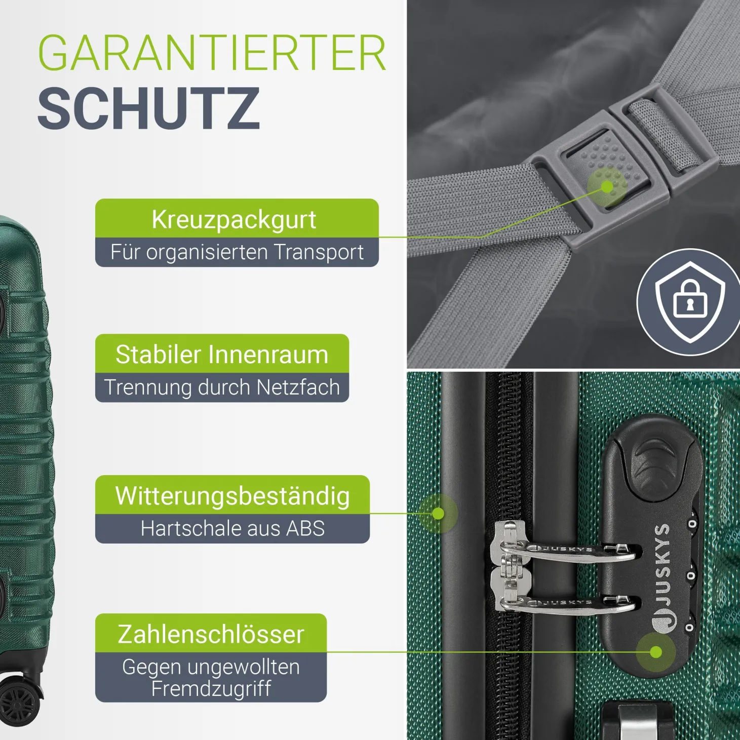 Hartschalen Kofferset Rom 3 & 4 tlg. Set mit schlagfester ABS-Hartschale, 360° Rollen