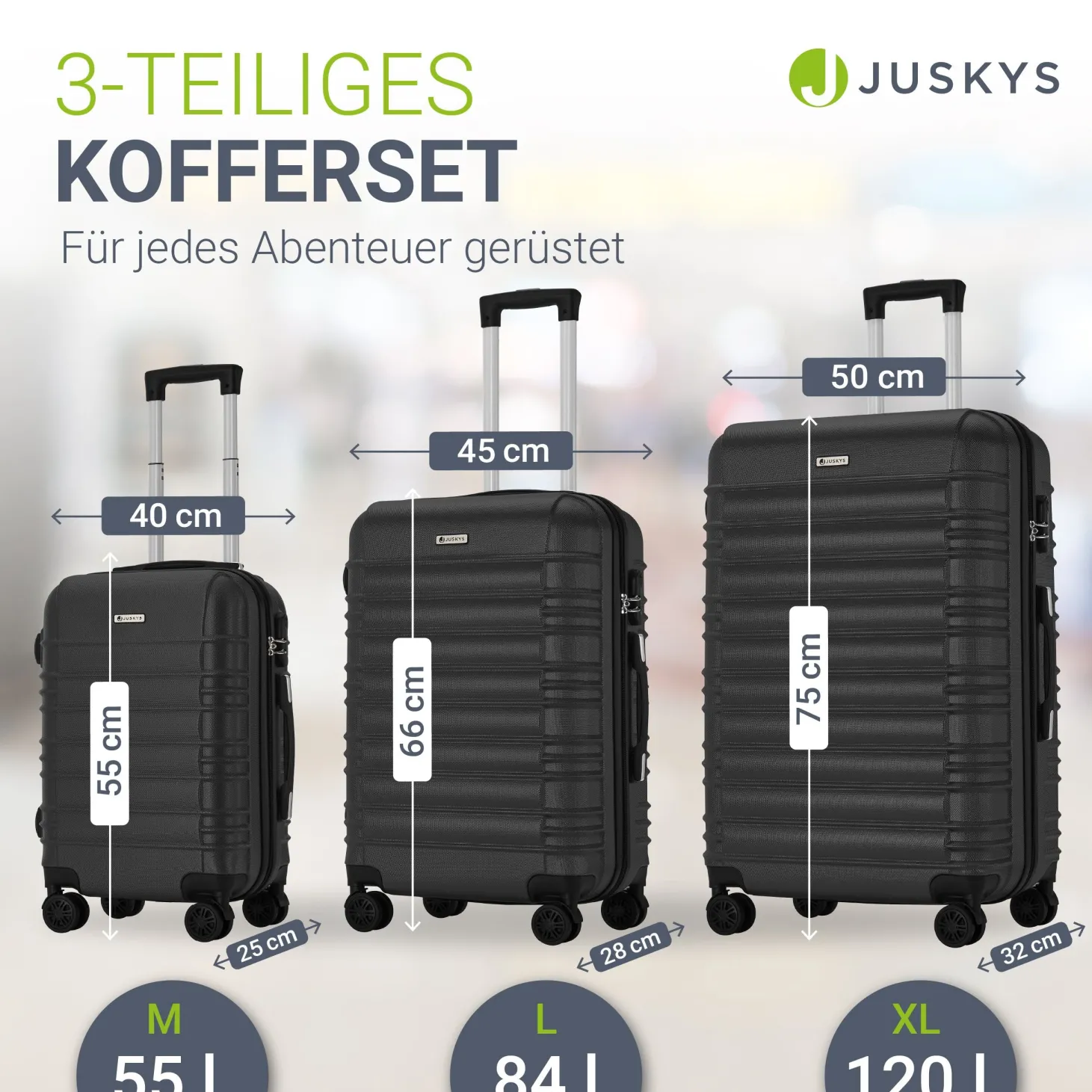 Hartschalen Kofferset Rom 3 & 4 tlg. Set mit schlagfester ABS-Hartschale, 360° Rollen