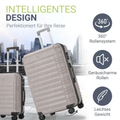 Hartschalen Kofferset Rom 3 & 4 tlg. Set mit schlagfester ABS-Hartschale, 360° Rollen