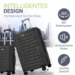 Hartschalen Kofferset Rom 3 & 4 tlg. Set mit schlagfester ABS-Hartschale, 360° Rollen