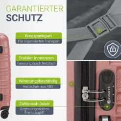 Hartschalen Kofferset Rom 3 & 4 tlg. Set mit schlagfester ABS-Hartschale, 360° Rollen
