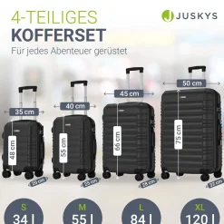 Hartschalen Kofferset Rom 3 & 4 tlg. Set mit schlagfester ABS-Hartschale, 360° Rollen