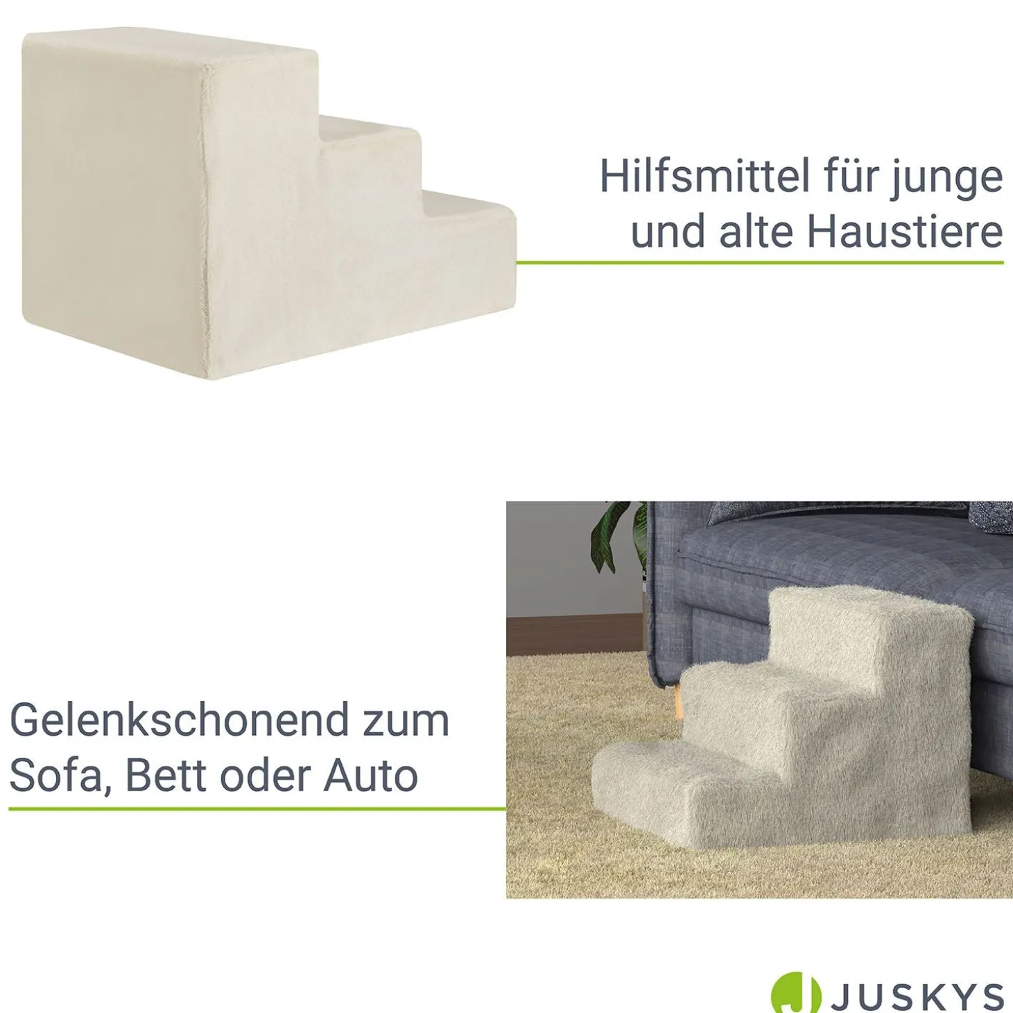 Haustiertreppe Timmy mit 3 Stufen 36 cm hohe Ein- und Ausstiegshilfe für Haustiere