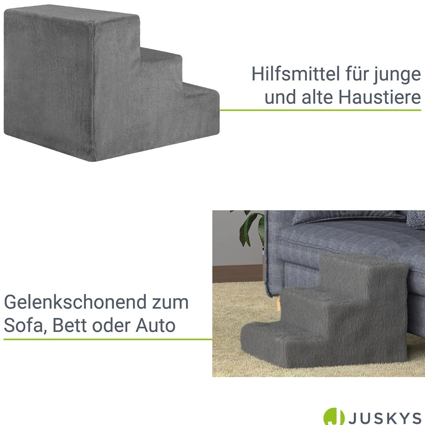 Haustiertreppe Timmy mit 3 Stufen 36 cm hohe Ein- und Ausstiegshilfe für Haustiere