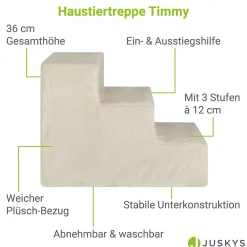 Haustiertreppe Timmy mit 3 Stufen 36 cm hohe Ein- und Ausstiegshilfe für Haustiere