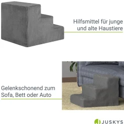 Haustiertreppe Timmy mit 3 Stufen 36 cm hohe Ein- und Ausstiegshilfe für Haustiere