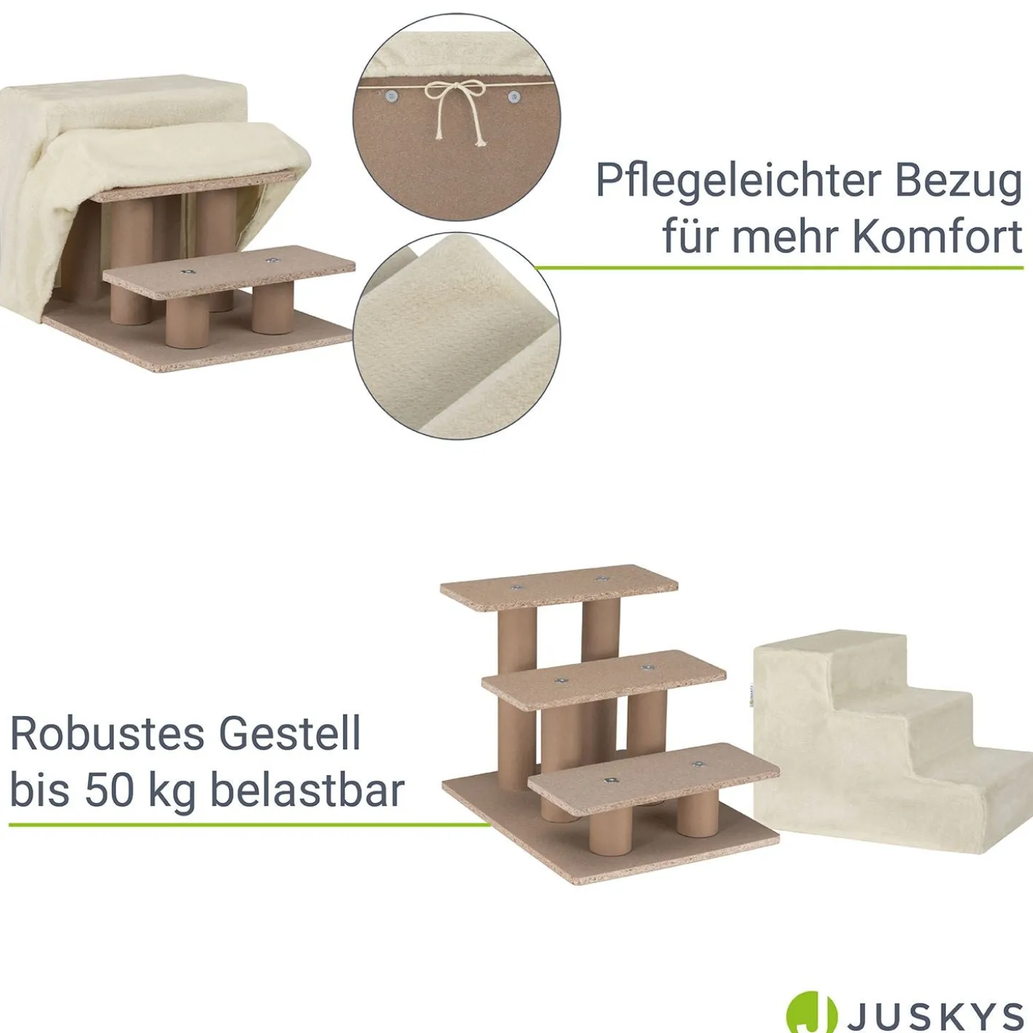 Haustiertreppe Timmy mit 3 Stufen 36 cm hohe Ein- und Ausstiegshilfe für Haustiere