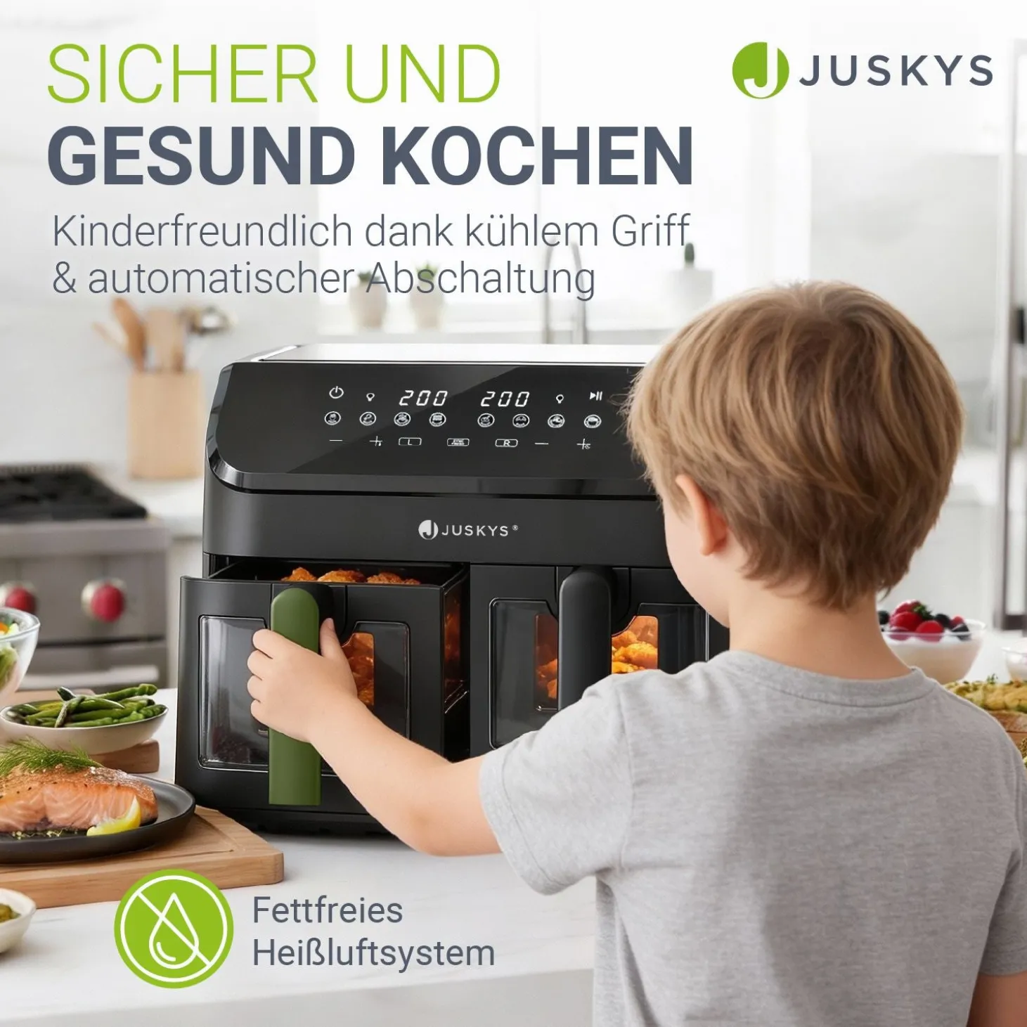 Heißluftfritteuse 9 L Airfryer mit 2 Kammern & 9 Programmen