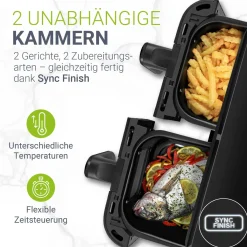 Heißluftfritteuse 9 L Airfryer mit 2 Kammern & 9 Programmen