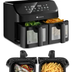Heißluftfritteuse 9 L Airfryer mit 2 Kammern & 9 Programmen