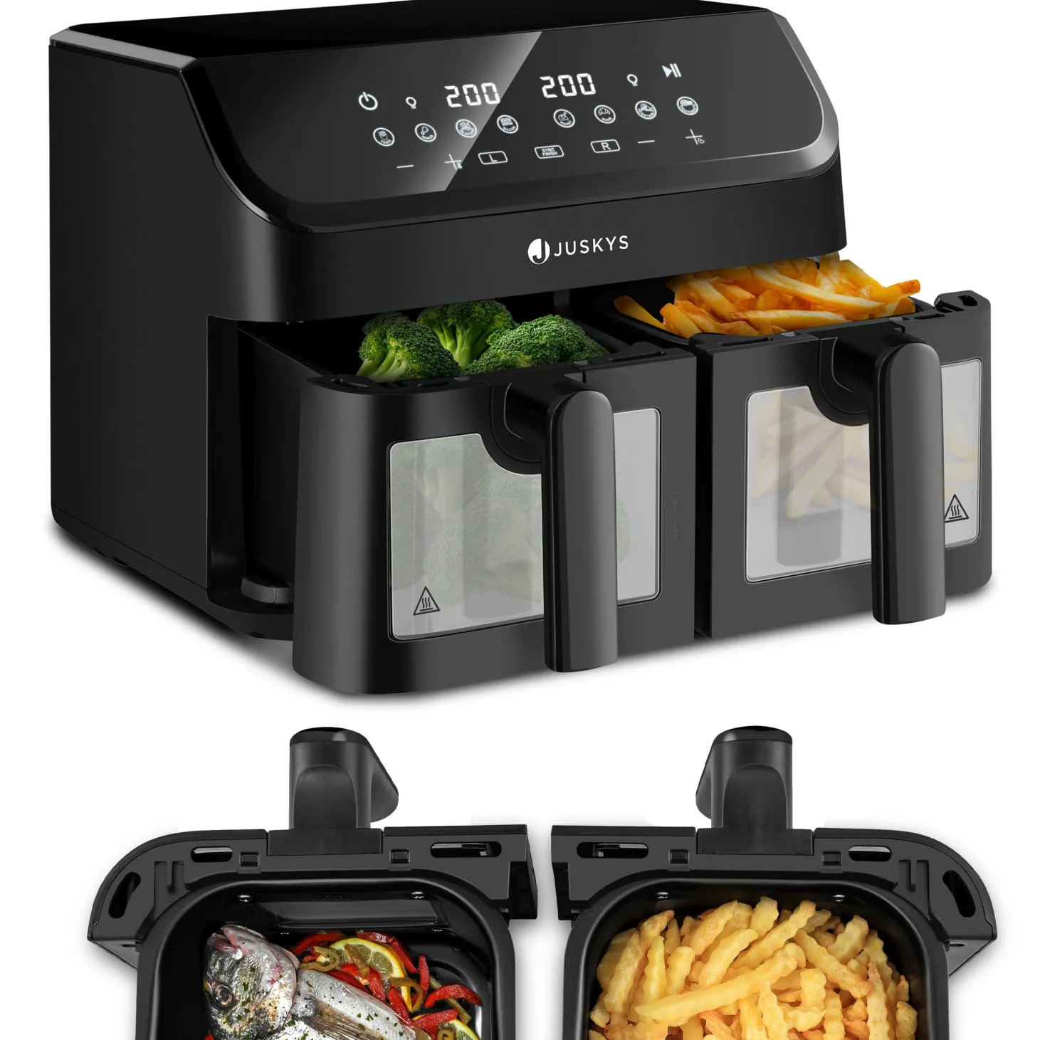 Heißluftfritteuse 9 L Airfryer mit 2 Kammern & 9 Programmen
