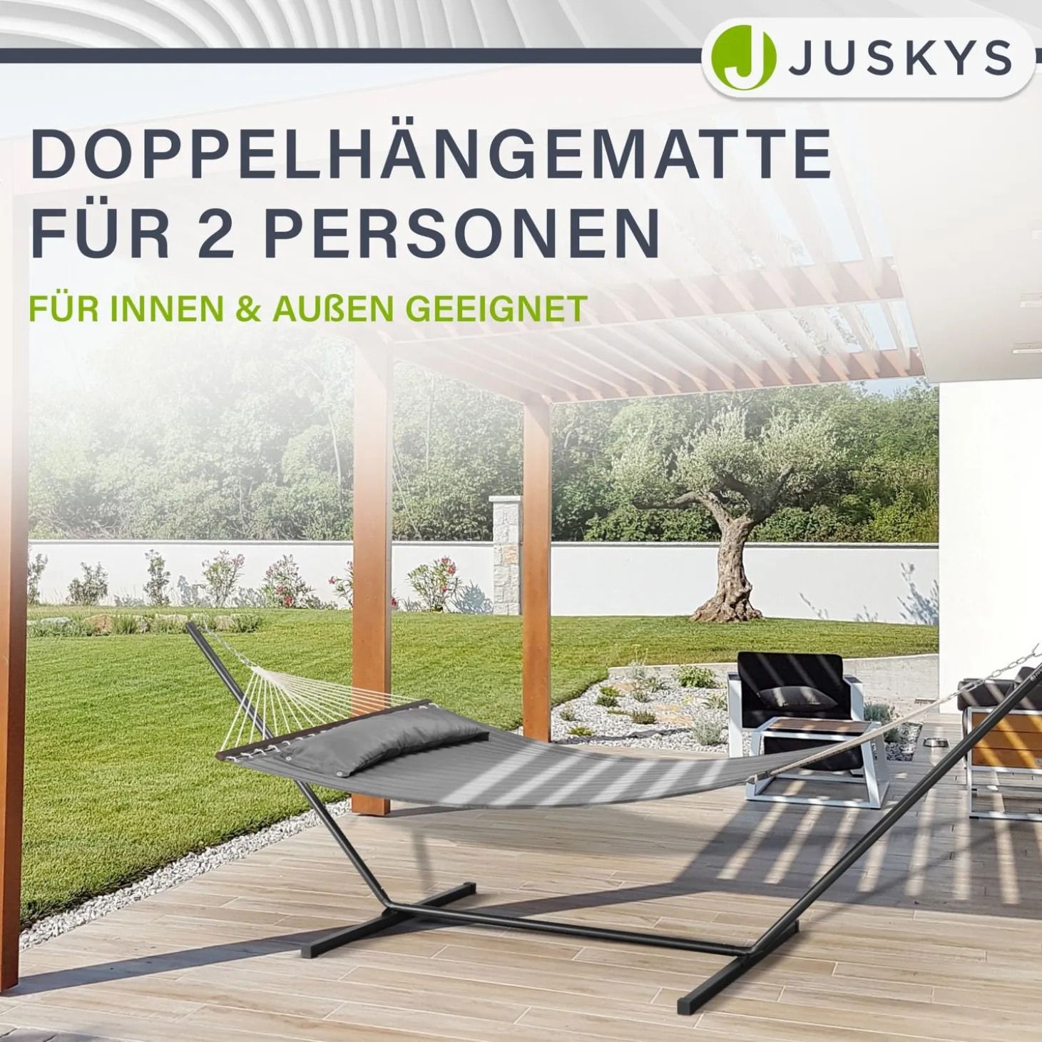 Hängematte Cata mit Gestell Indoor- und Outdoor-Hängematte mit Kissen