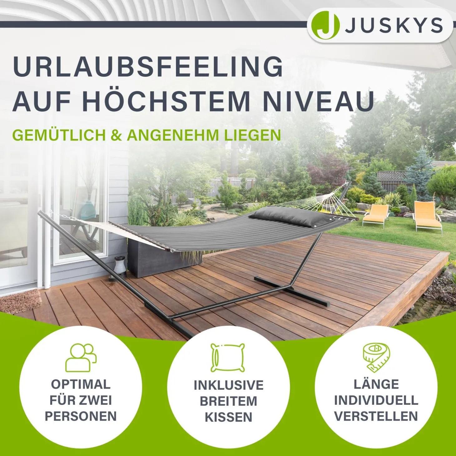 Hängematte Cata mit Gestell Indoor- und Outdoor-Hängematte mit Kissen