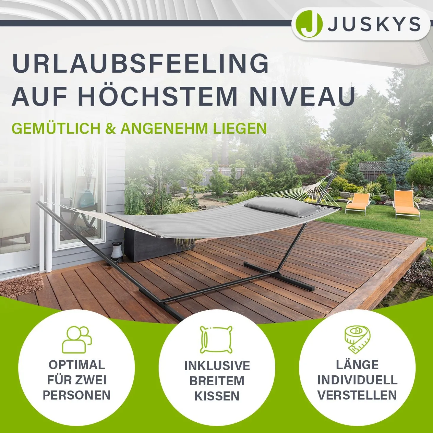 Hängematte Cata mit Gestell Indoor- und Outdoor-Hängematte mit Kissen