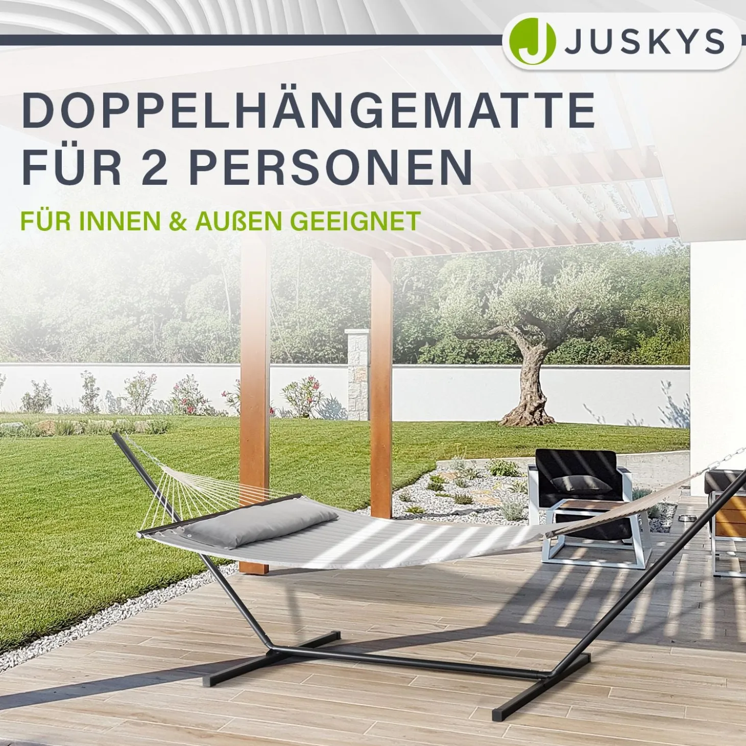 Hängematte Cata mit Gestell Indoor- und Outdoor-Hängematte mit Kissen