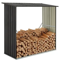 Holzunterstand Metall Enno Wetterfestes Kaminholzregal außen für Brennholz