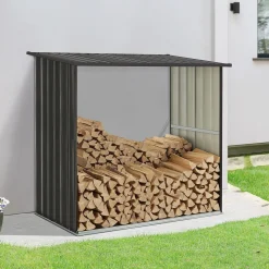 Holzunterstand Metall Enno Wetterfestes Kaminholzregal außen für Brennholz