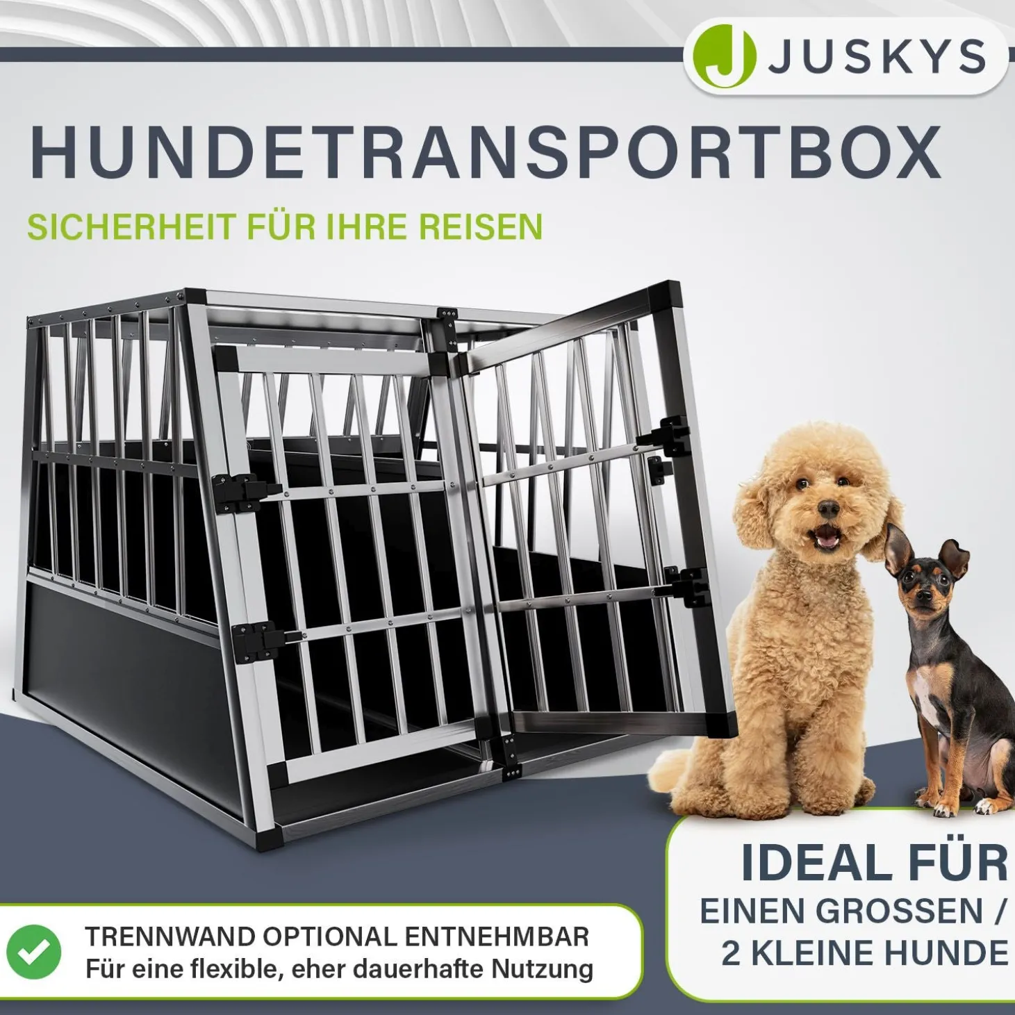 Hundebox Auto Hundetransportbox Alu für Kofferraum oder Rücksitz