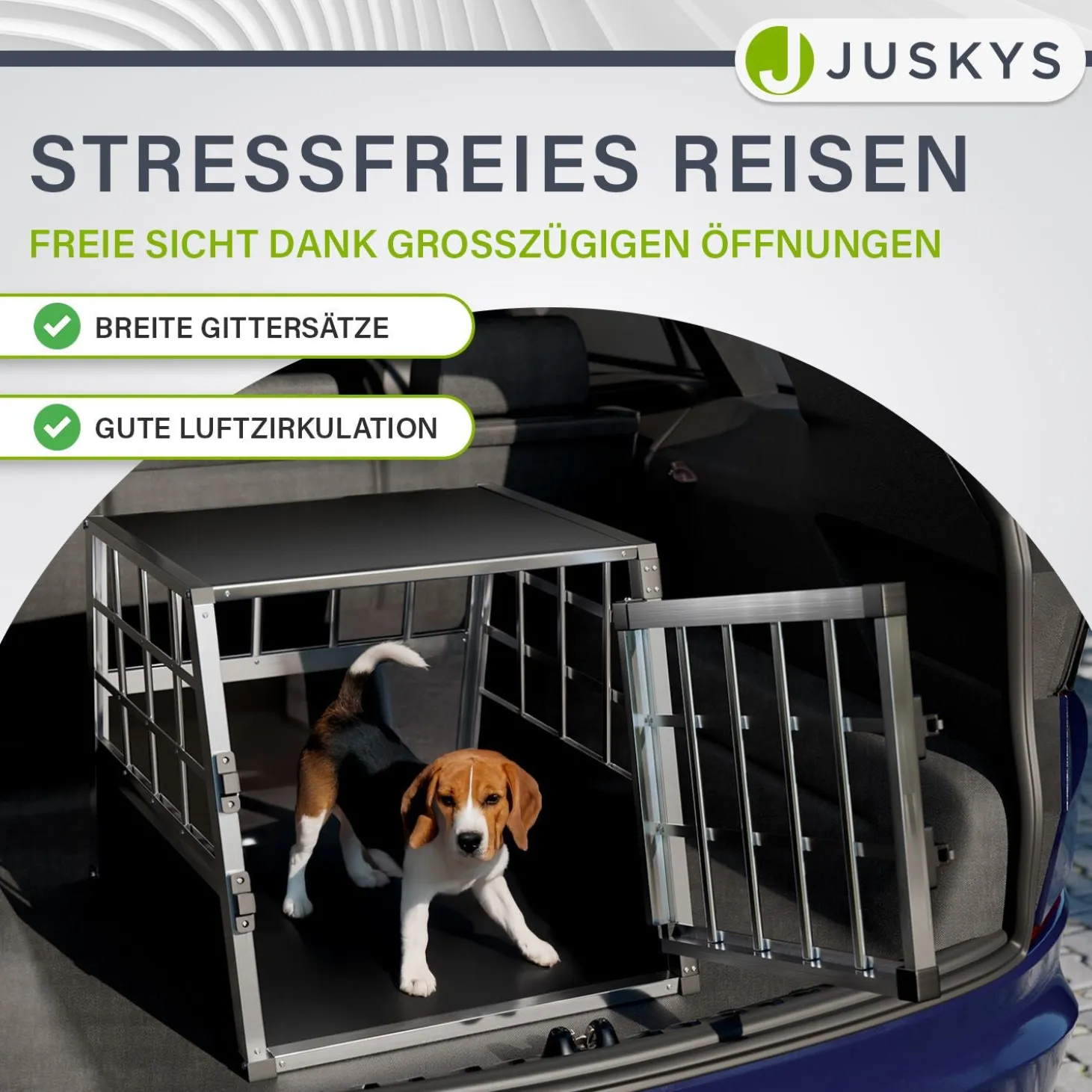 Hundebox Auto Hundetransportbox Alu für Kofferraum oder Rücksitz