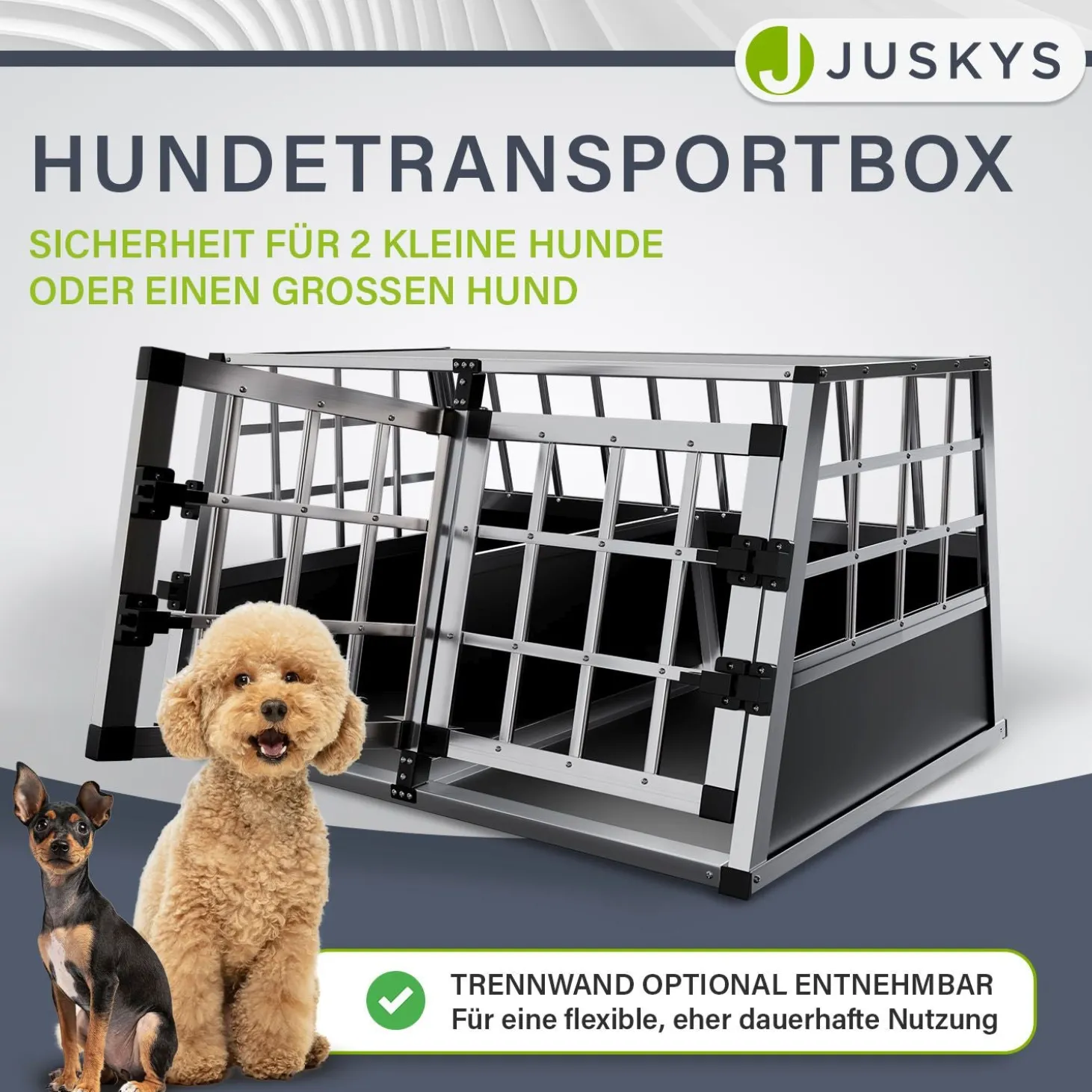 Hundebox Auto Hundetransportbox Alu für Kofferraum oder Rücksitz