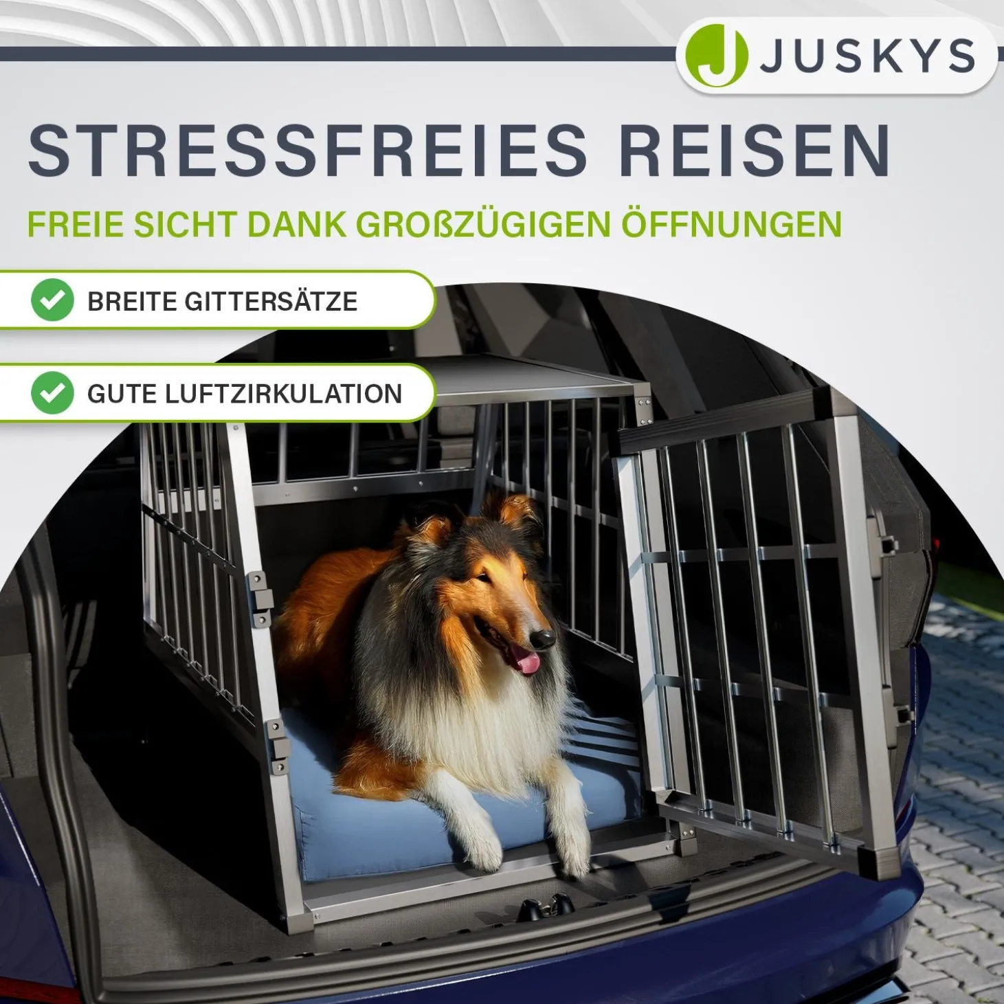 Hundebox Auto Hundetransportbox Alu für Kofferraum oder Rücksitz