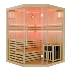 Indoor Sauna Espoo 150 Premium ↔ 150x150cm ↕ 200cm ⚟ 6 kW Saunaofen 유 3 Personen