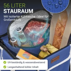 3in1 Einkaufstrolley - 56 L Kapazität Klappbarer Trolley für bequemes Shopping