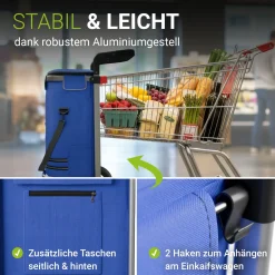 3in1 Einkaufstrolley - 56 L Kapazität Klappbarer Trolley für bequemes Shopping